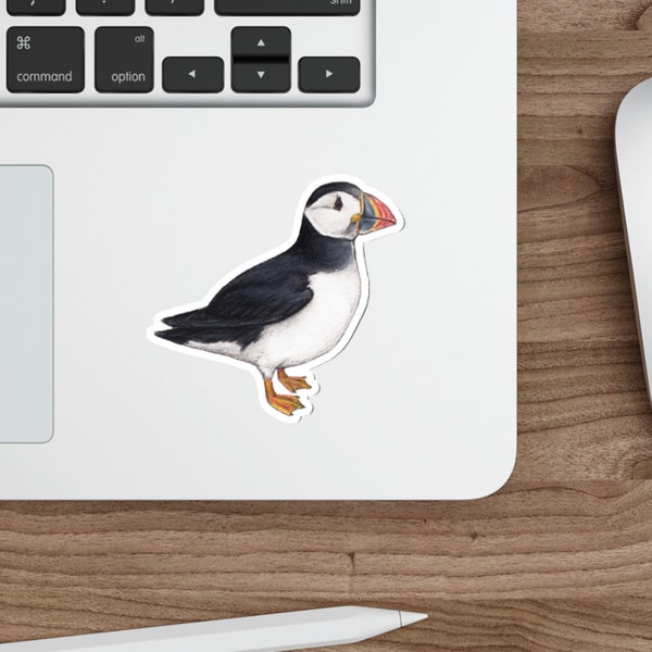 Atlantic Puffin sticker decal, water-resistant, bird lover gift, birding birdwatching birder backyard bird seabird ocean