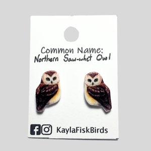 Northern Saw whet owl earrings, owl jewelry, owl lover gift