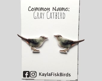 Gray catbird earrings | catbird jewelry | birds ornithology birding birdwatching gift birder