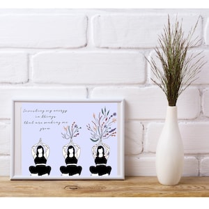Women Feminism Print | Yoga | Wall Art | Feminism Poster | Gift Idea | Botanical print | flower | Art print | Woman illustration |  Wall art