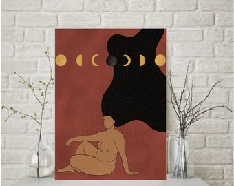 Women Feminism Print | Moon | Body Positivity | Wall Art | Feminism Poster | Gift Idea | Office Art |  Boho Wall Art | Home Wall Decor
