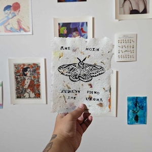 Moth lino print  | Linoprinting  | Linography  | Wall art  | Handmade paper | Decoration | Gift | Body diversity | Body positivity