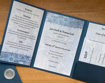 Invitación de boda con temática de invierno