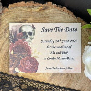 秋のSave The Dateマグネット、ゴシックSave The Evening冷蔵庫マグネット、スカルパーティーSave The Date、ハロウィーンデートアナウンスマグネット