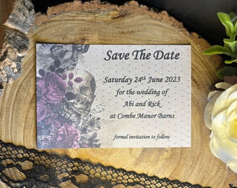 Gothic Purple Save The Date Card