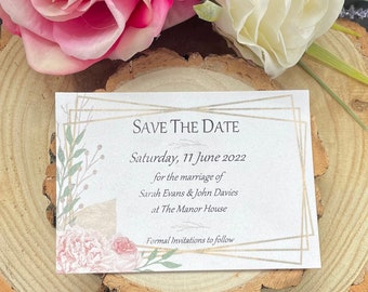 Blush Pink Floral Save The Date Card