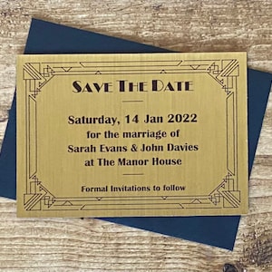 Gatsby Save The Date Card, Gold Save The Evening Card, Art Deco Party Save The Dates, Black and Gold Date Announcement
