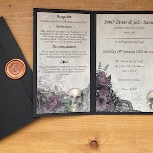 Gothic lila Hochzeitseinladung