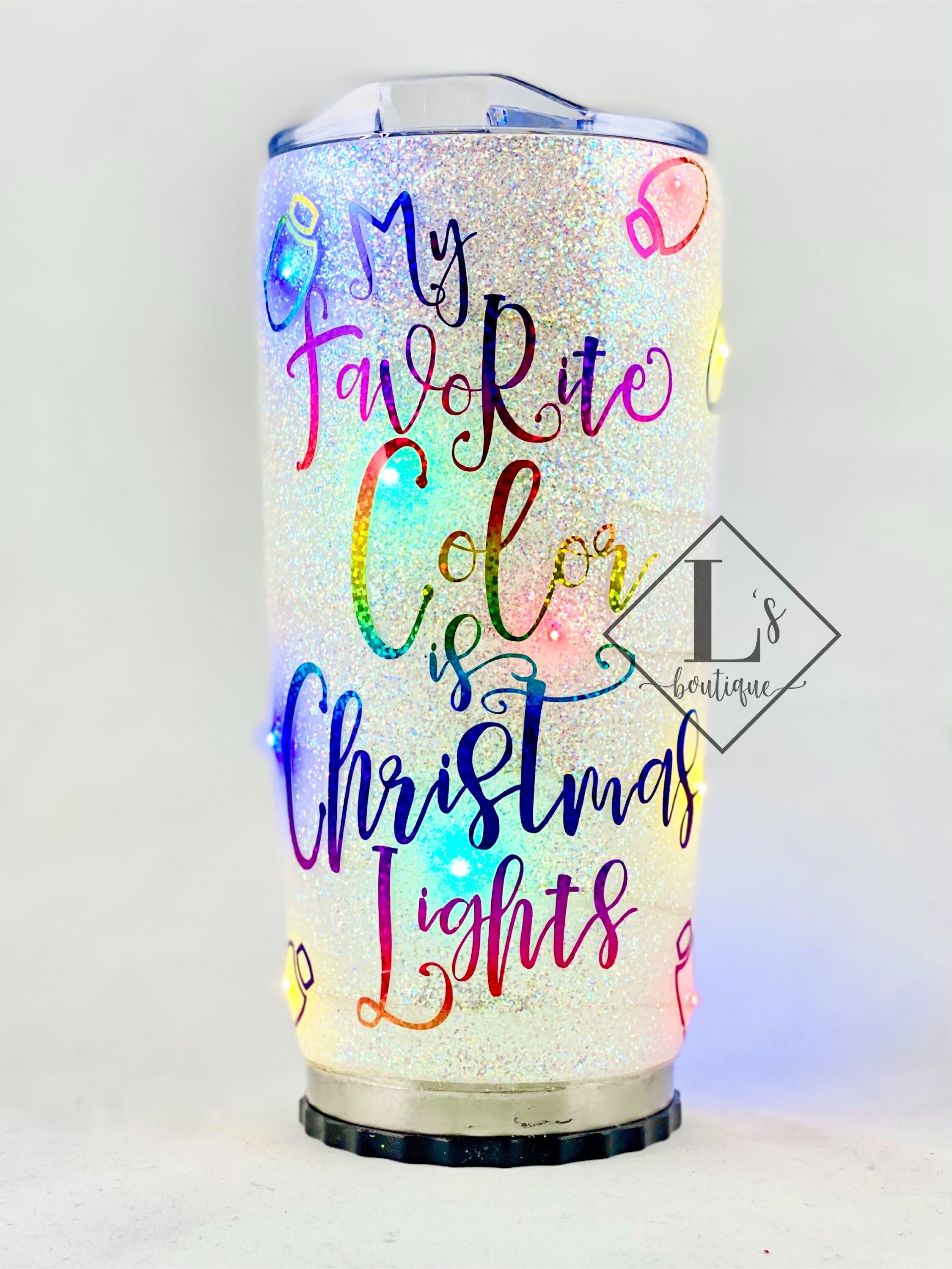 LIGHT UP Glitter Tumbler my Favorite Color is Christmas Etsy