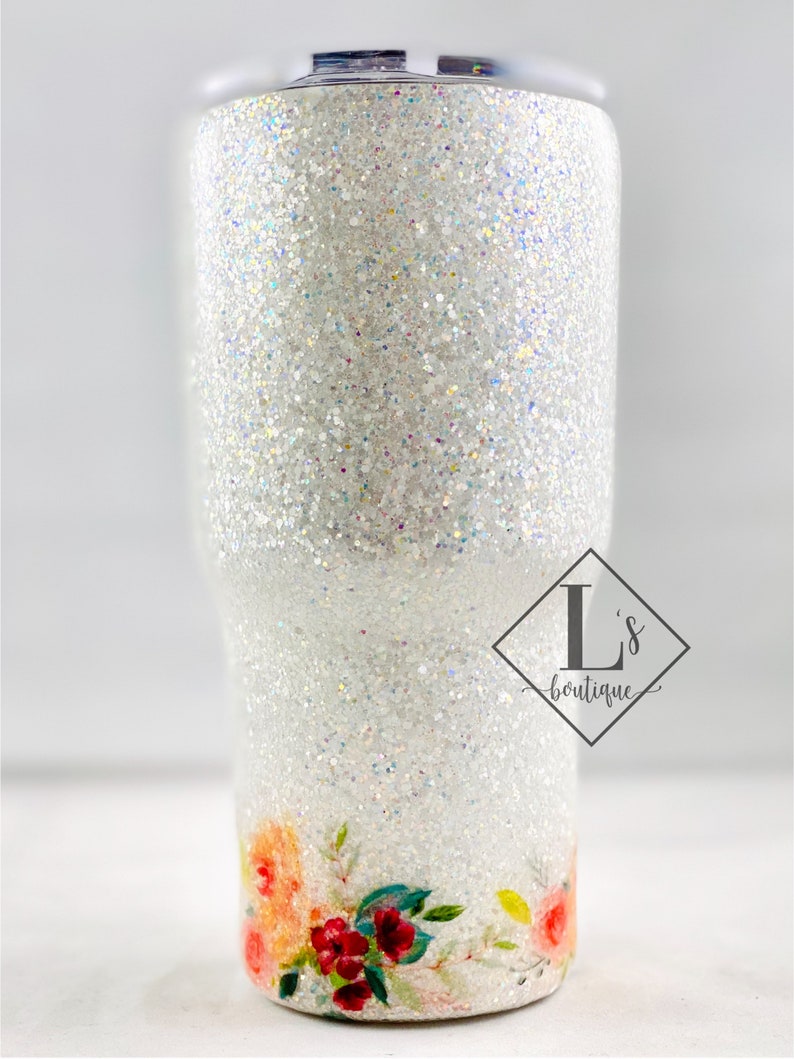 Mama Floral Tumbler Glitter
