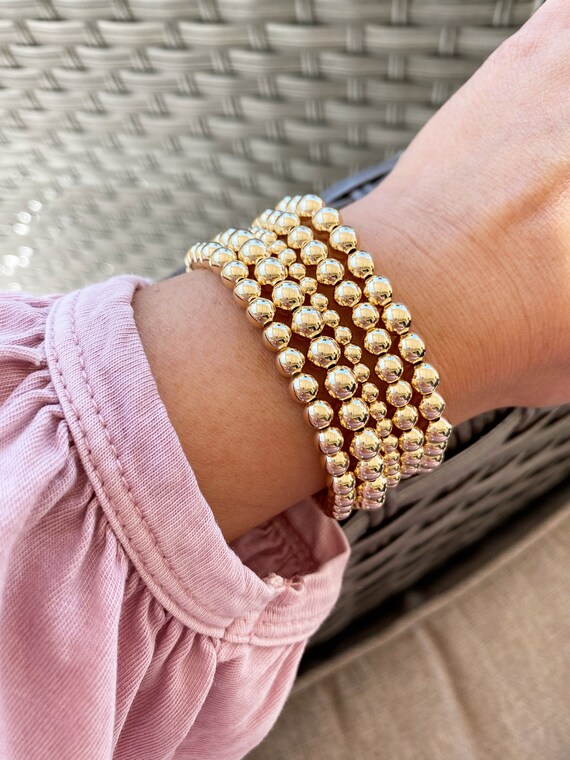14K Gold Filled Bead Bracelet Gold Bead Bracelet Gold Ball Etsy