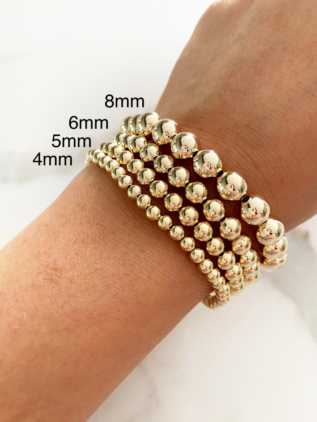 14K Gold Filled Beaded Bracelet 4mm 5mm 6mm 8mm Gold Bead Bracelet Etsy