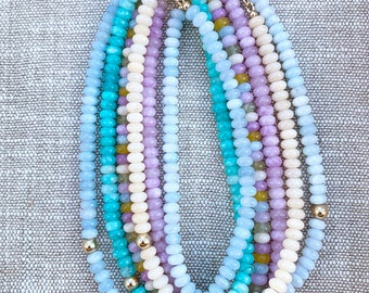 Gemstone Necklace | Gemstone Beaded Necklace | Gold Filled Gemstone Necklace - Color: Cream