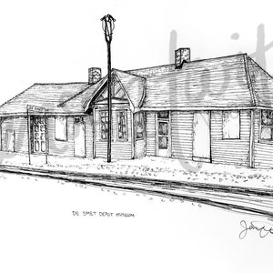 De Smet Depot Museum Pen and Ink Drawing Print