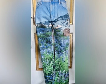 Dreamy Spring Super Bloom Photo Realistic Hudson Jeans Size 28 straight leg-  No stains, smell, or signs of wear