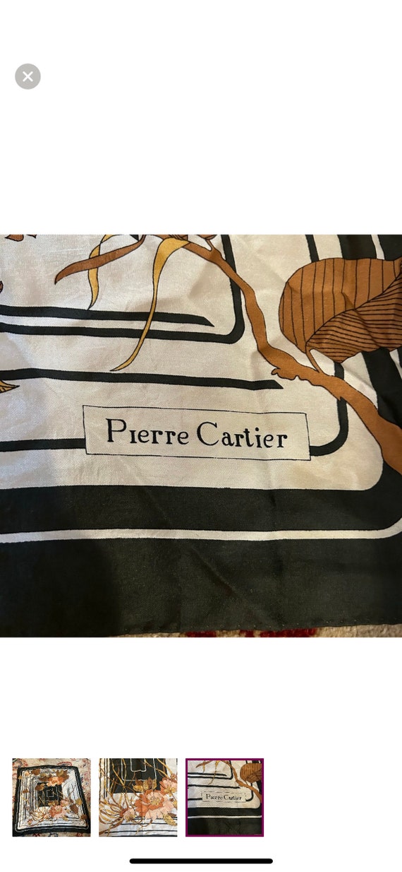 Vintage 1960s Pierre Cartier Floral Silk Scarf - image 2