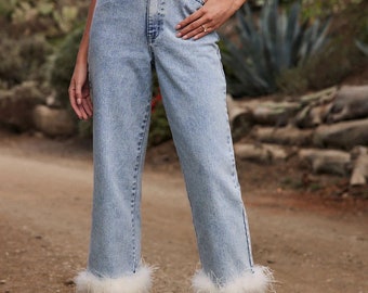 12th Tribe Größe Medium Jeans mit Federbesatz Größe 7 neu mit Tags