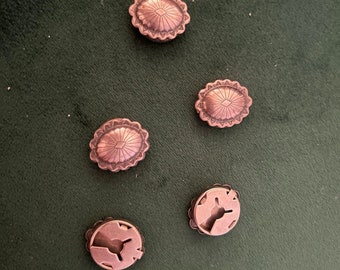 5 copri bottoni in metallo color argento vintage