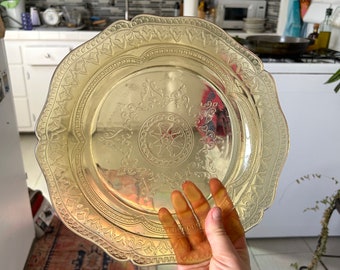 Grande assiette de service 11 po. vintage en verre creux jaune, MOTIF « PATRICIEN », lot de 2 à 5