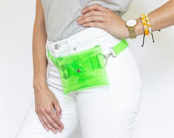 Clear Green Stadium Purse, VinylConcert Purse, Football Game Purse, Fanny Pack for Festivals, Fanny Pack for Bachelorette, 4.5x6.5”