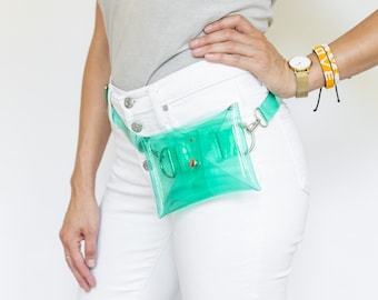 Teal Clear Stadium Purse, Clear Crossbody Purse, Clear Concert Purse, Football Game Purse, Fanny Pack for Festivals, Fanny Pack, 4.5x6.5”