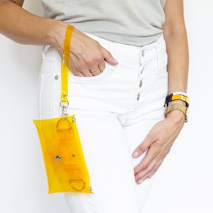 Clear Yellow Stadium Purse, Clear Crossbody Purse, Clear Concert Purse, Football Game Purse, Fanny Pack for Festivals, Fanny Pack, 4.5x6.5”