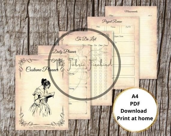 Costume Sewing Planner PDF Printable Journal PDF Sewing | Etsy