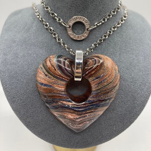 Antica Murrina Collection - Long Pink Glass Heart Pendant Necklace