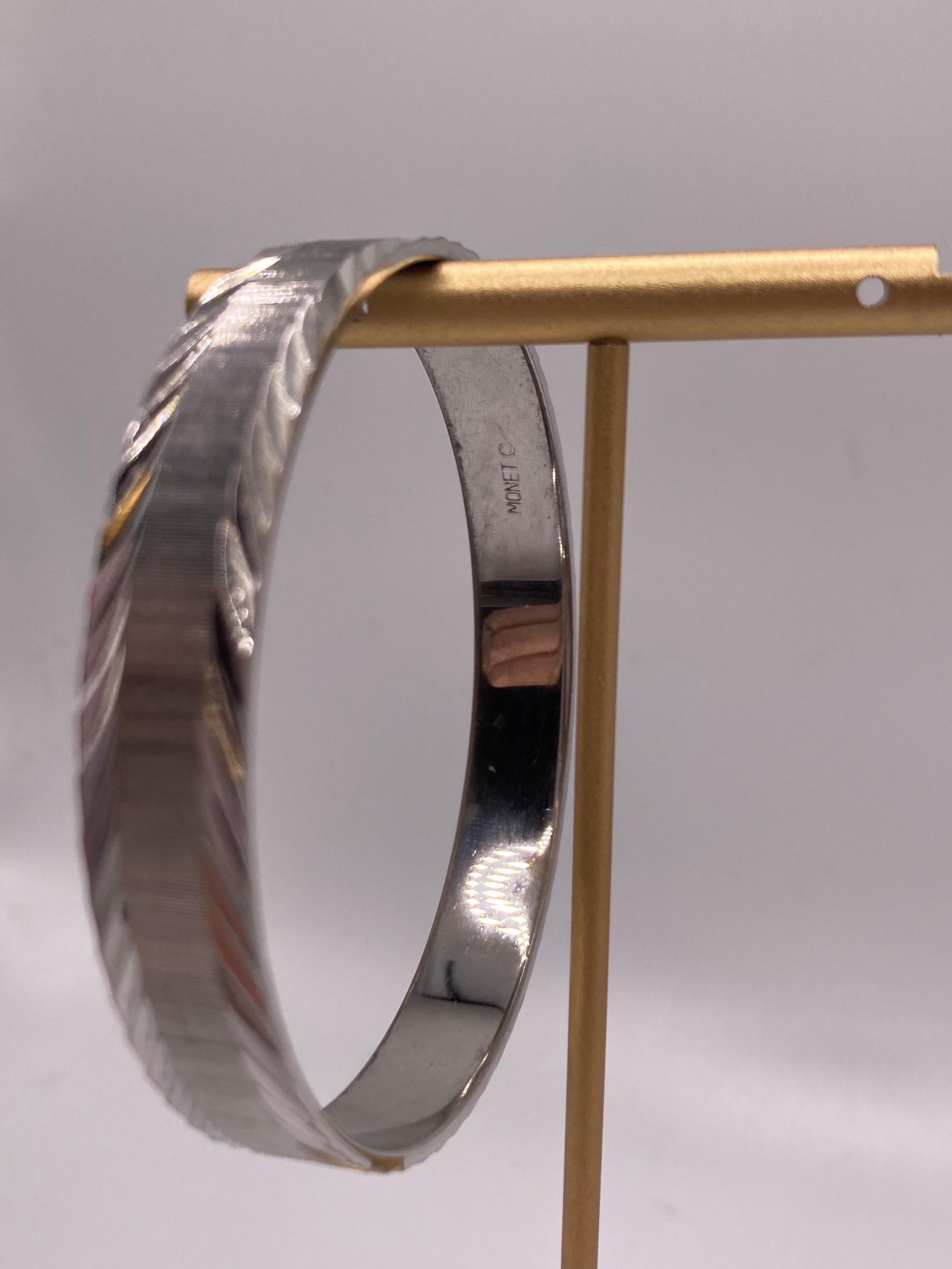 Vintage Monet Silver Bangle Bracelet - Etsy