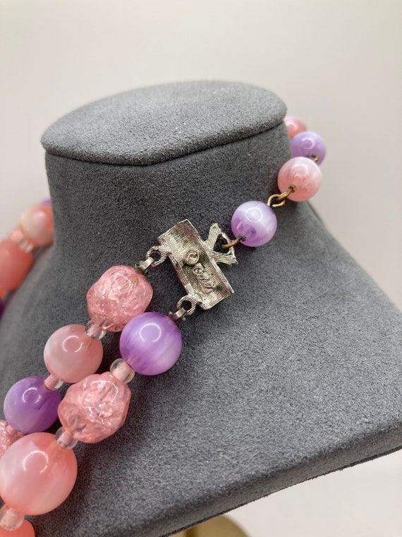 Vintage Coro beaded necklace, Coro Jewelry Pink a… - image 2