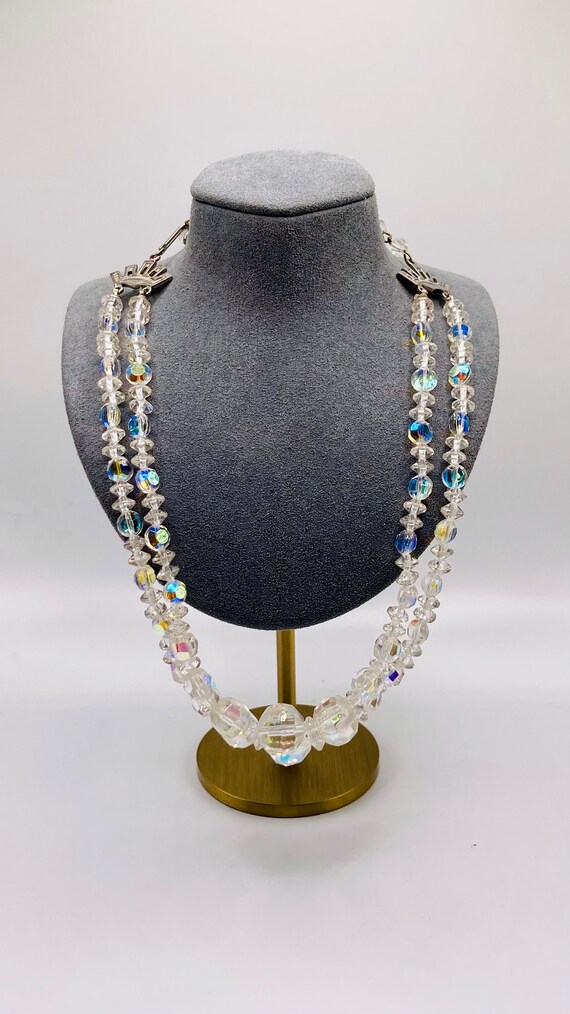 Vintage Double Strand Aurora Borealis Rhinestone … - image 2