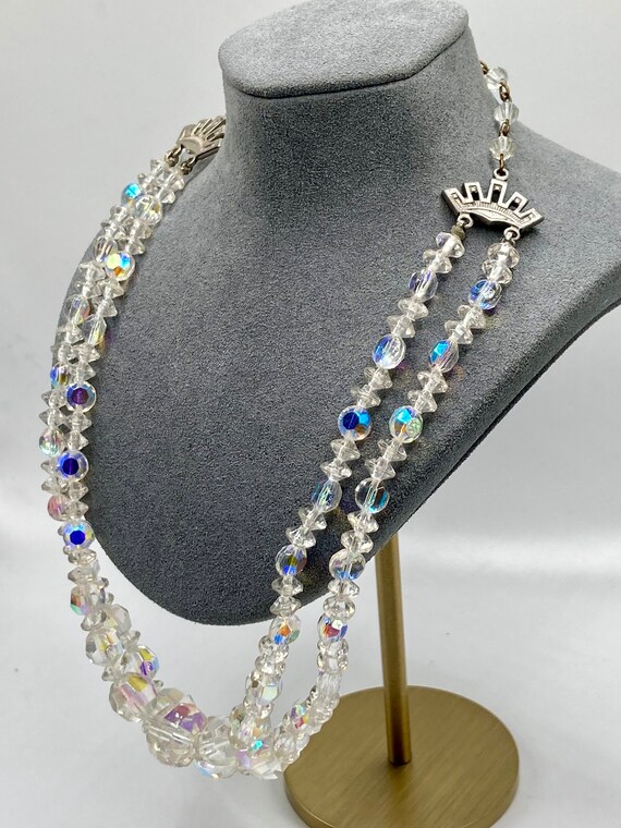 Vintage Double Strand Aurora Borealis Rhinestone … - image 3
