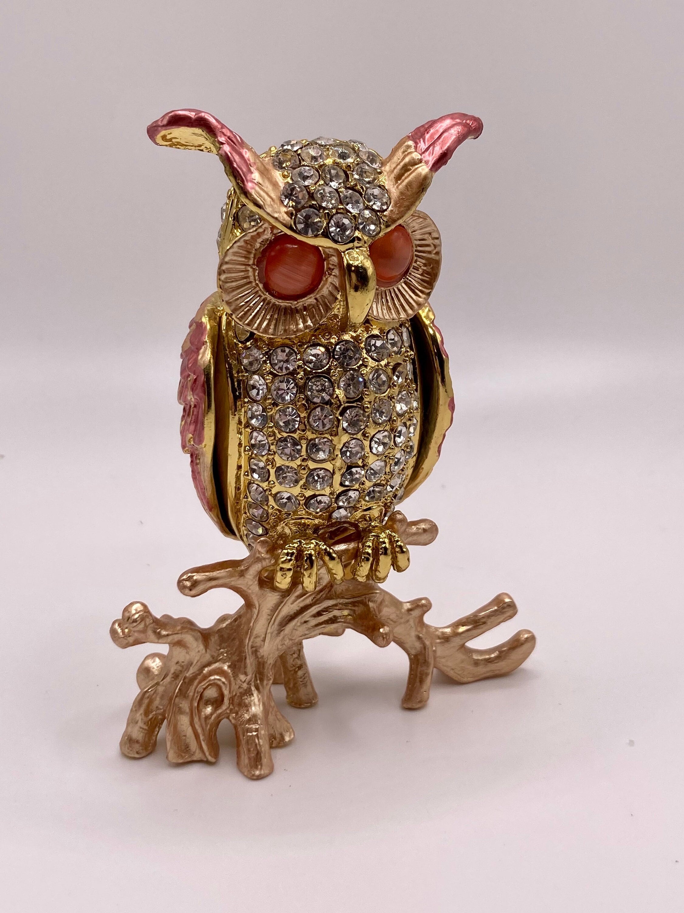 Faberge Style Box Owl with perch