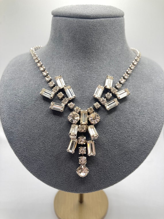 Rhinestone necklace by Weisner, hook clasp, Y sha… - image 1