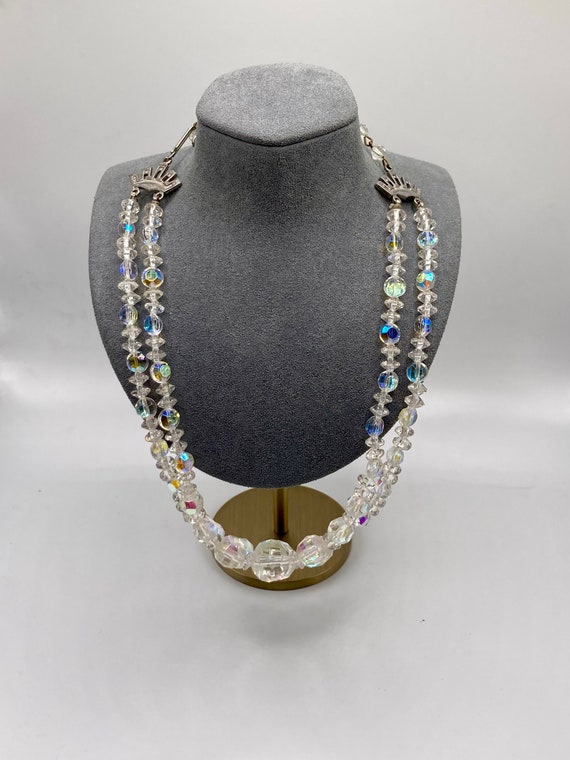 Vintage Double Strand Aurora Borealis Rhinestone … - image 1
