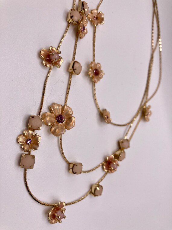 Vintage beautiful layered gold tone necklace with… - image 6