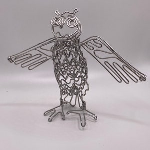 Wire owl sculpture, aluminum wire 5&quot;