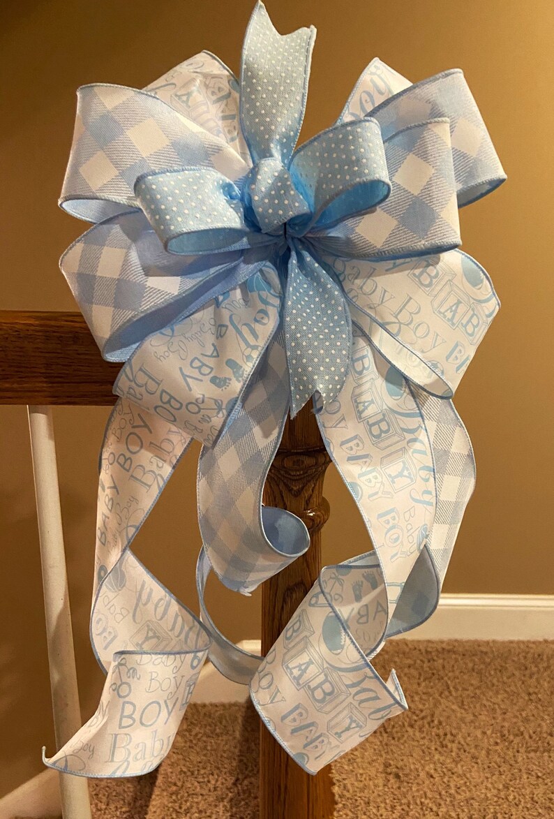 Baby Boy Bow for Hospital Baby Boy Door Hanger Wreath Gift Etsy
