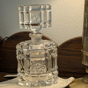 Vintage Oval Cut Crystal Perfume Bottle -