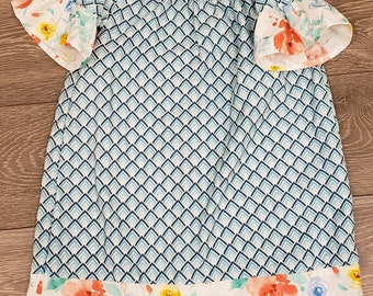 Robe tunique pour filles à manches à volants, robe de rentrée, robe de fille bleue, jolie robe d’école