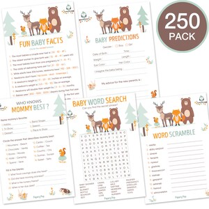 250 PRINTED Cards Baby Shower Games for Boys or Girls Set of 5 ...