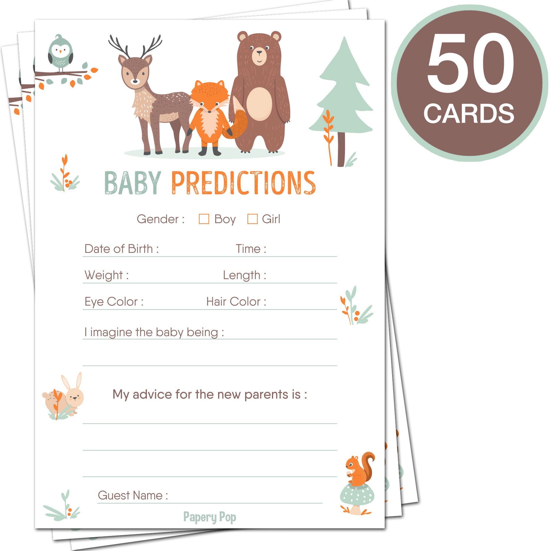 250 PRINTED Cards Baby Shower Games for Boys or Girls Set Etsy