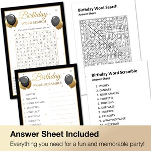 PRINTED Cards Birthday Party Games Set of 4 Activities for 30 Guests ...