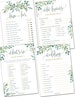 PRINTED Cards - Bridal Shower Games - Set of 4 Activities for 30 Guests - Double Sided Cards - Wedding Shower Games - Eucalyptus 