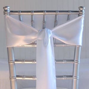White Satin wedding Chair Sashes 6 x 106 ( 10 Sashes)