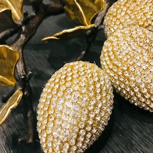 Sofreh Aghd Crystal Rhinestone Close Chain Real Size Eggs Set of Three