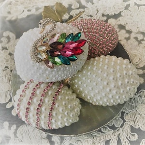 Sofreh Aghd Pearl & Rhinestones Real Size Eggs for Persian Wedding (Set of 5)