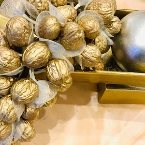 Sofreh Aghd Golden Walnut Cluster with Gold Edge Leaf for Persian Wedding