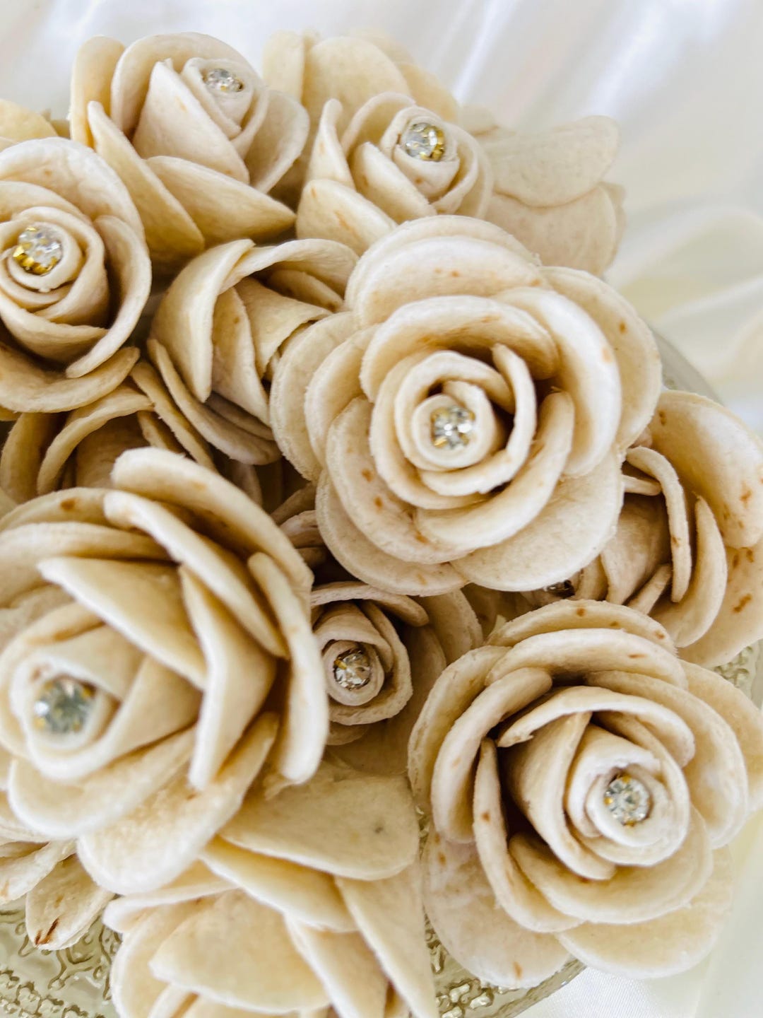 Bread Roses Handicraft Sofreh Aghd 9 Decorative Rose Flower Bread With Diamond Center - Etsy