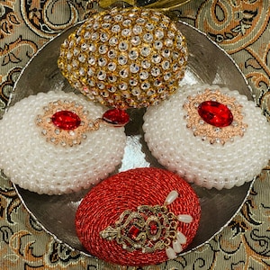 Sofreh Aghd Real Size Decorative Eggs with Jewels ( Set of 4) for Persian Wedding